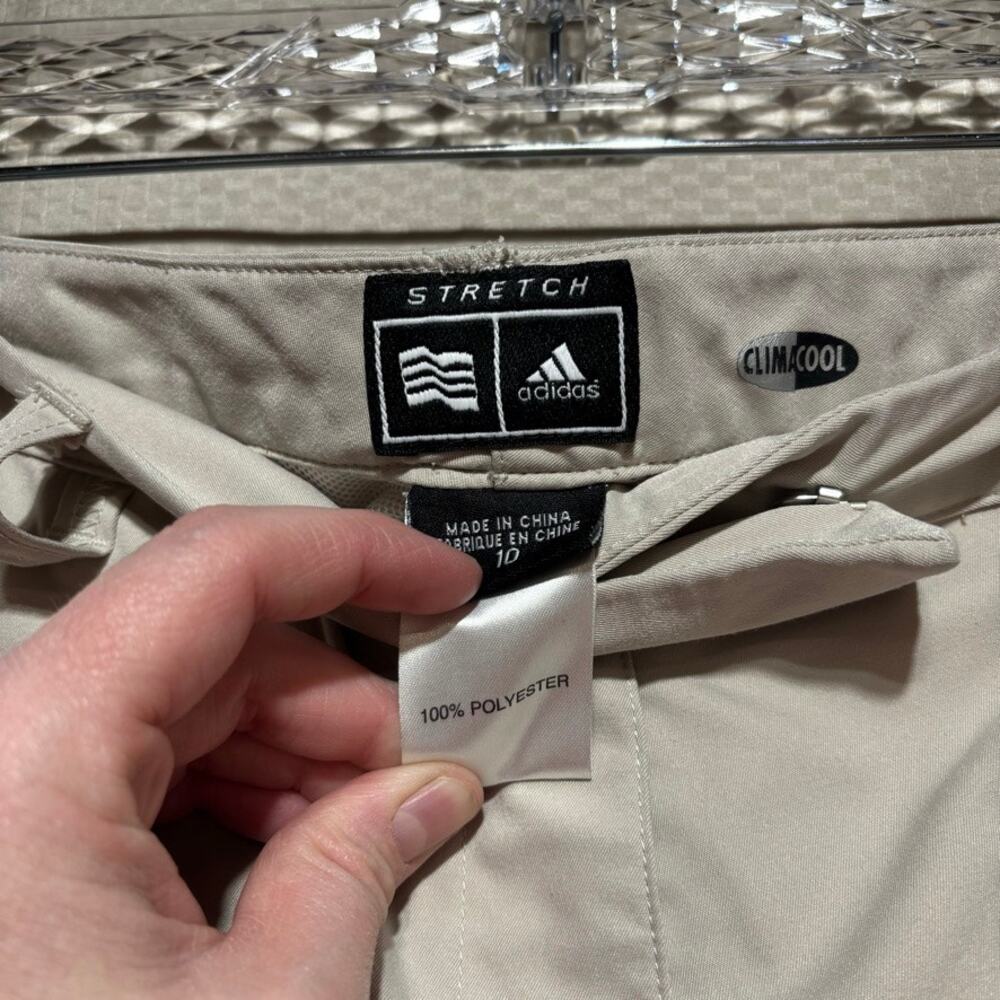 Adidas Womens 10 ClimaCool Stretch Golf Capri Pants Beige Khaki Crop Pockets - Picture 2 of 6
